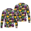 Tropical Sugar Skull Floral Golf Polo Shirt, Golf Shirts For Men, Printed Golf Shirts