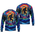 Tie Dye Bigfoot Fishing Forest Golf Shirt, Mens Golf Apparel, Printed Golf Shirts