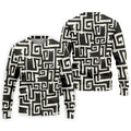 Minimalist Black Cat Maze Pattern Golf Polo Shirt, Men's Golf Shirt, Printed Golf Shirts