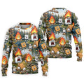 Cartoon Marshmallow, Graham Cracker and Campfire Characters Lake Camping Hawaiian Golf Polo, Golf Tops For Men, Golfing Apparel