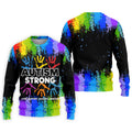 Autism Strong Rainbow Paint Splatter Golf Tops For Men, Autism Awareness Colors Golf Shirts For Men
