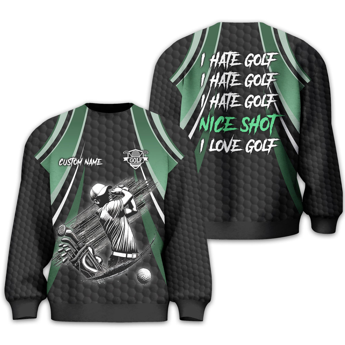 I Hate Golf Custom Men's Golf Polo Shirt, Funny Golf Shirt, Gift For Golfer