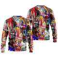 Colorful Abstract Graffiti Street Art Golf Shirt, Mens Golf Polo, Golf Apparel For Men