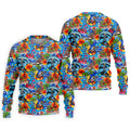 Blue Tropical Skeleton Surfer Pattern Golf Polo Shirt, Men's Golf Shirt, Golf Polo Shirts For Men