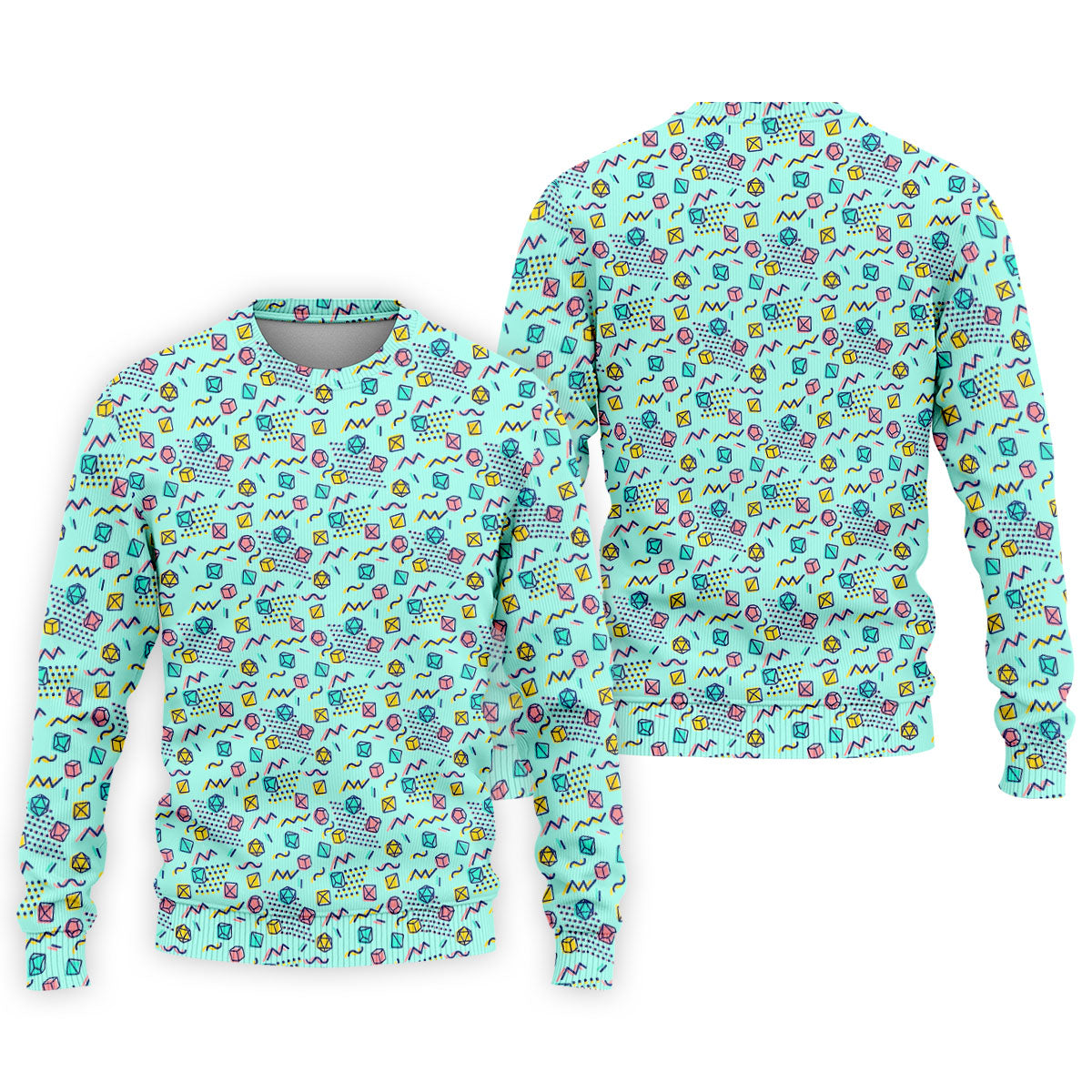 90s Dice Memphis Style Light Mint Green Cute Golf Shirt, Polo Shirts For Men, Golf Shirts For Men