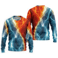Lightning Fire And Ice Split Golf Polo Shirt, Golf Shirts For Men, Mens Golf Polo