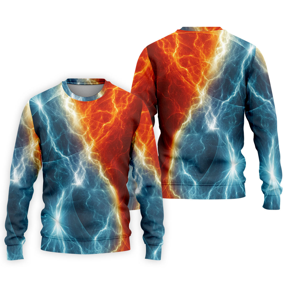 Lightning Fire And Ice Split Golf Polo Shirt, Golf Shirts For Men, Mens Golf Polo