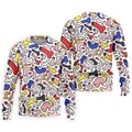 Funny Colorful Adult Doodle Pattern Polo Shirt, Mens Golf Polo, Golf Shirts For Men