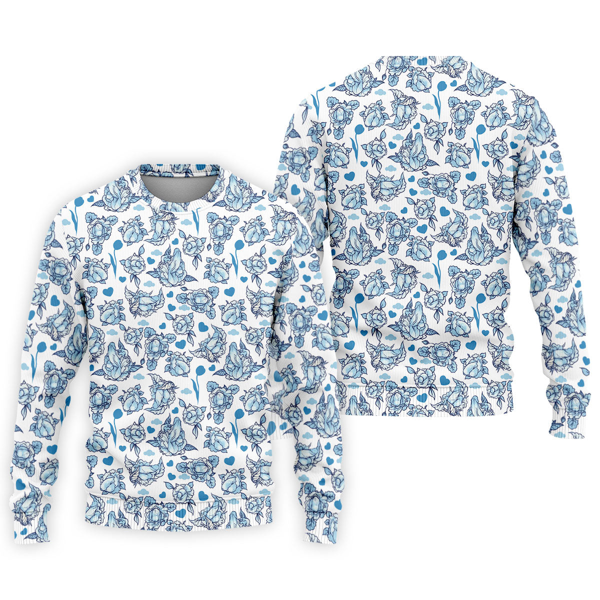 Funny Blue Rose Floral Pattern Men's Golf Shirt, Dirty Humor Polo Shirts For Men, Printed Golf Shirts