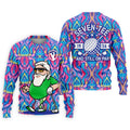 Colorful Psychedelic Santa Golfer Print Men's Golf Shirt, Mens Golf Apparel, Hawaiian Golf Shirt
