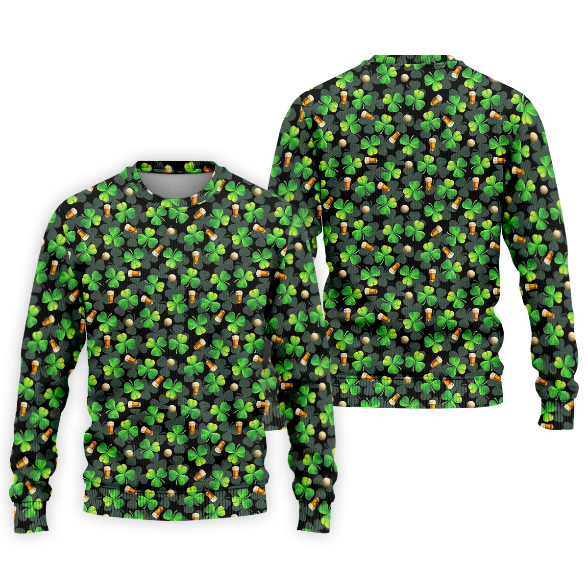 St Patrick's Day Beer Golf Ball Pattern Shamrock Golf Shirt, Polo Shirts For Men, Golf Shirts For Men