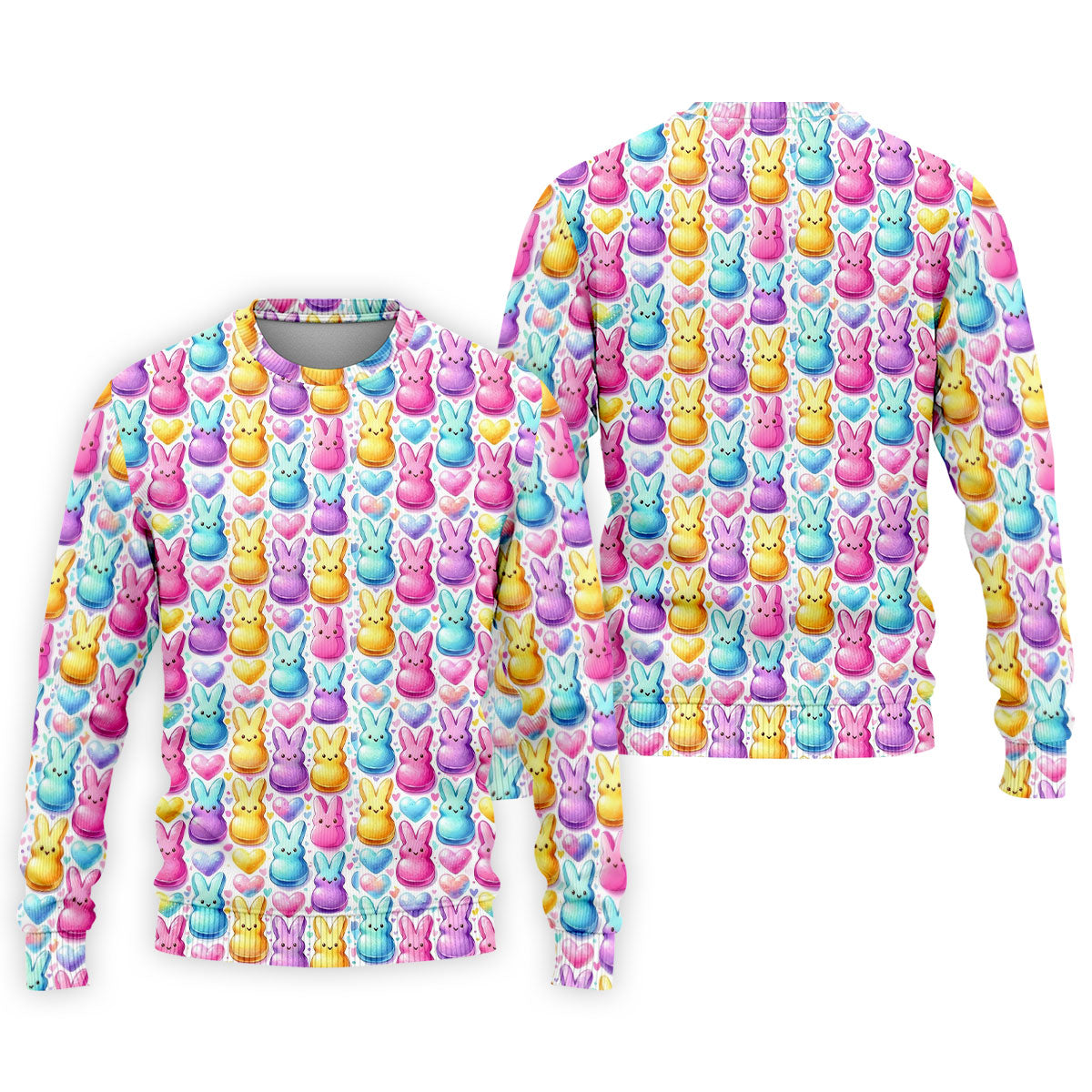 Easter Bunny Jelly Effect Seamless Pattern Golf Shirts For Men, Men's Funny Golf Shirts, Polo Shirts For Men