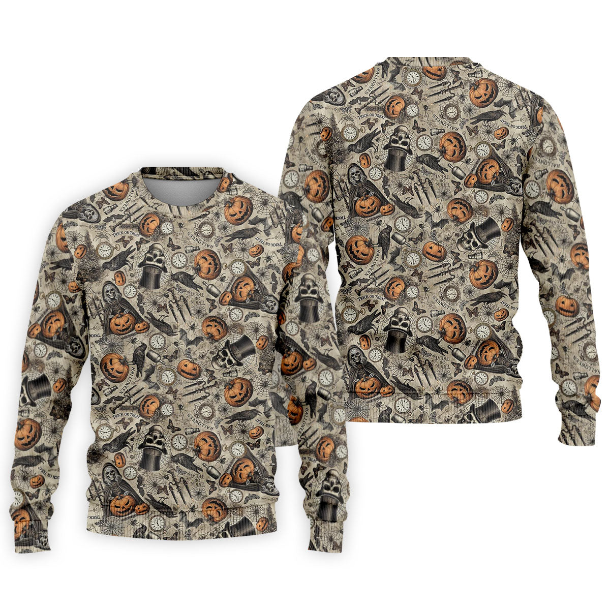Vintage Pumpkin Skull Halloween Golf Shirt, Golf Shirts For Men, Golf Apparel For Men