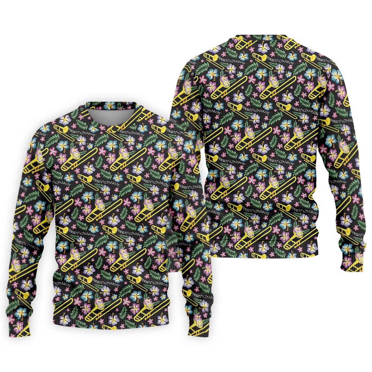 Trombones Floral Tropical Vibe Golf Tops For Men, Polo Shirts For Men, Golf Shirts For Men