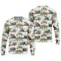 Tropical Coastal Alligator and Hibiscus Pattern Hawaiian Golf Polo, Golf Tops For Men, Golfing Apparel