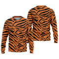 Bold Orange Black Tiger Stripe Animal Print Golf Shirt, Mens Golf Shirts, Golf Apparel For Men