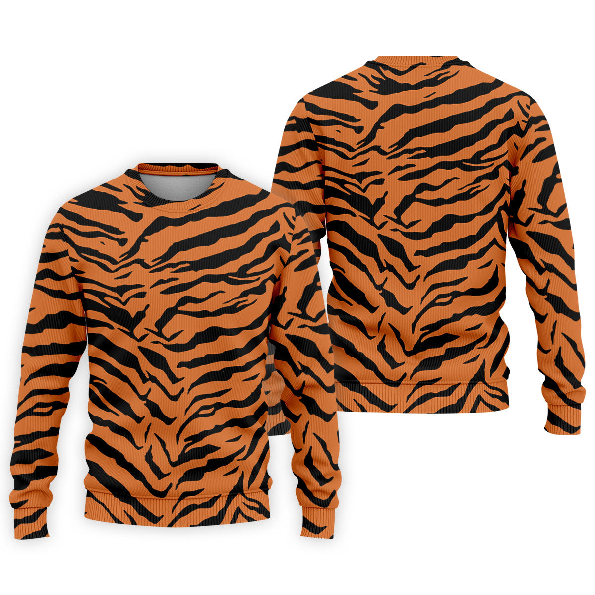 Bold Orange Black Tiger Stripe Animal Print Golf Shirt, Mens Golf Shirts, Golf Apparel For Men