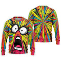 Screaming Face Colorful Retro Hawaiian Golf Shirt, Men's Funny Golf Shirts