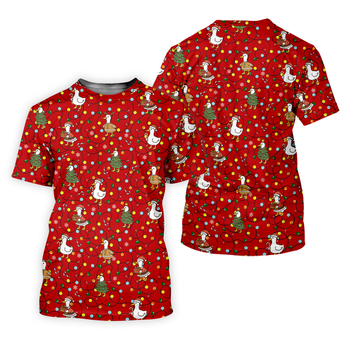 Funny Duck Merry Xmas Red Golf Shirts, Gifts For Golf Lovers, Polo Shirts For Men, Golfing Apparel