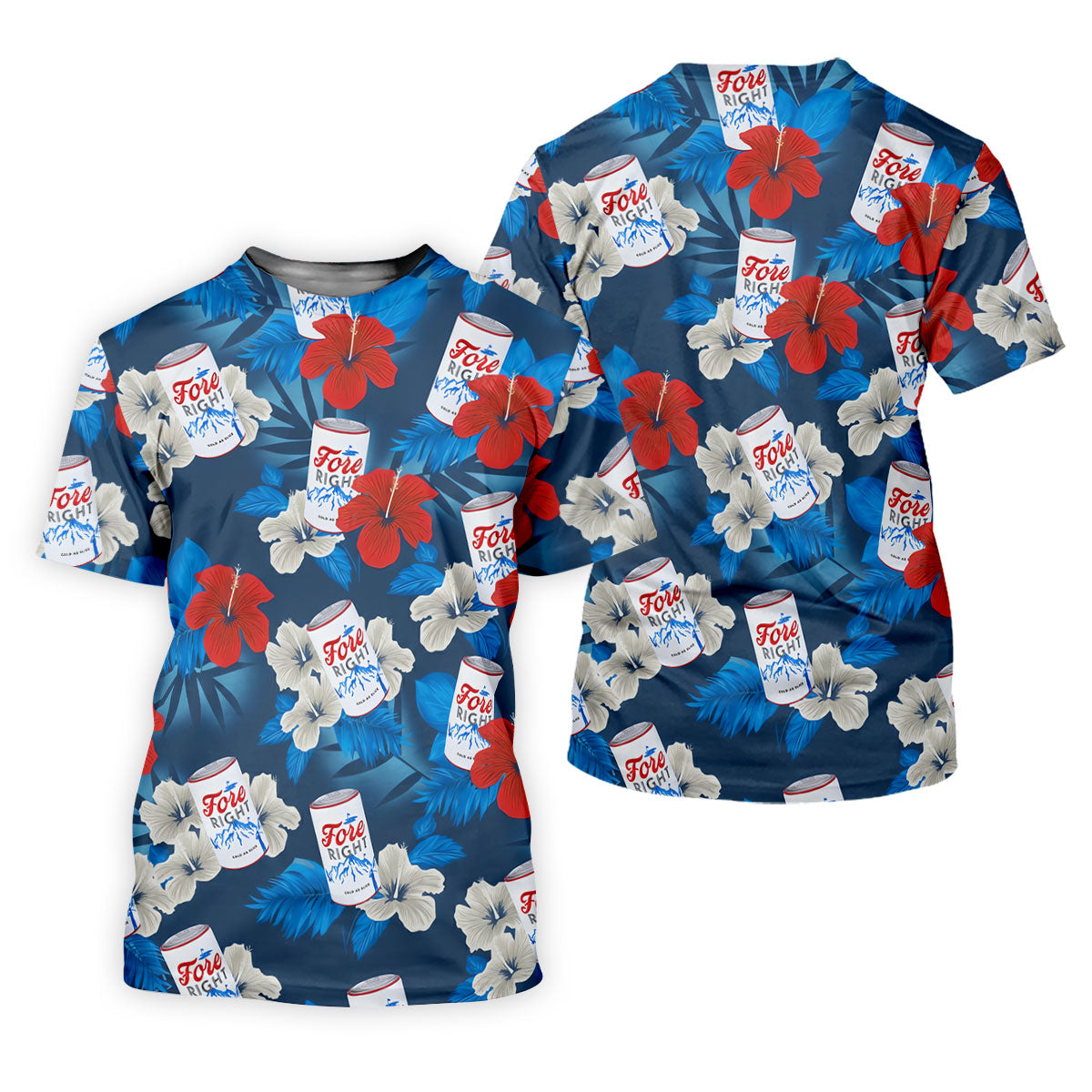 Fore Right Cold As Slice Golf And Beer Tropical Floral Golf Tops For Men, Golf Shirts For Men