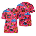 Pink Bigfoot Aloha Beach Vacation Golf Shirt, Golf Polo For Women, Printed Golf Shirt