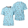 Blue Golf Player Pattern Polo Shirt, Golf Polo Shirts For Men, Printed Golf Shirts