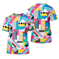 Memphis Pattern Golf Shirt, Retro 80s Geometric Color Block Design, Golf Shirt For Men