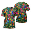 Tropical Colorful Parrots Rainforest Bird Print Golf Polo, Hawaiian Golf Shirt, Women's Golf Apparel