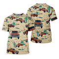 Personalized Pickup Truck Golf Shirt, Southwestern Desert Cactus Pattern, Golf Shirt For Women
