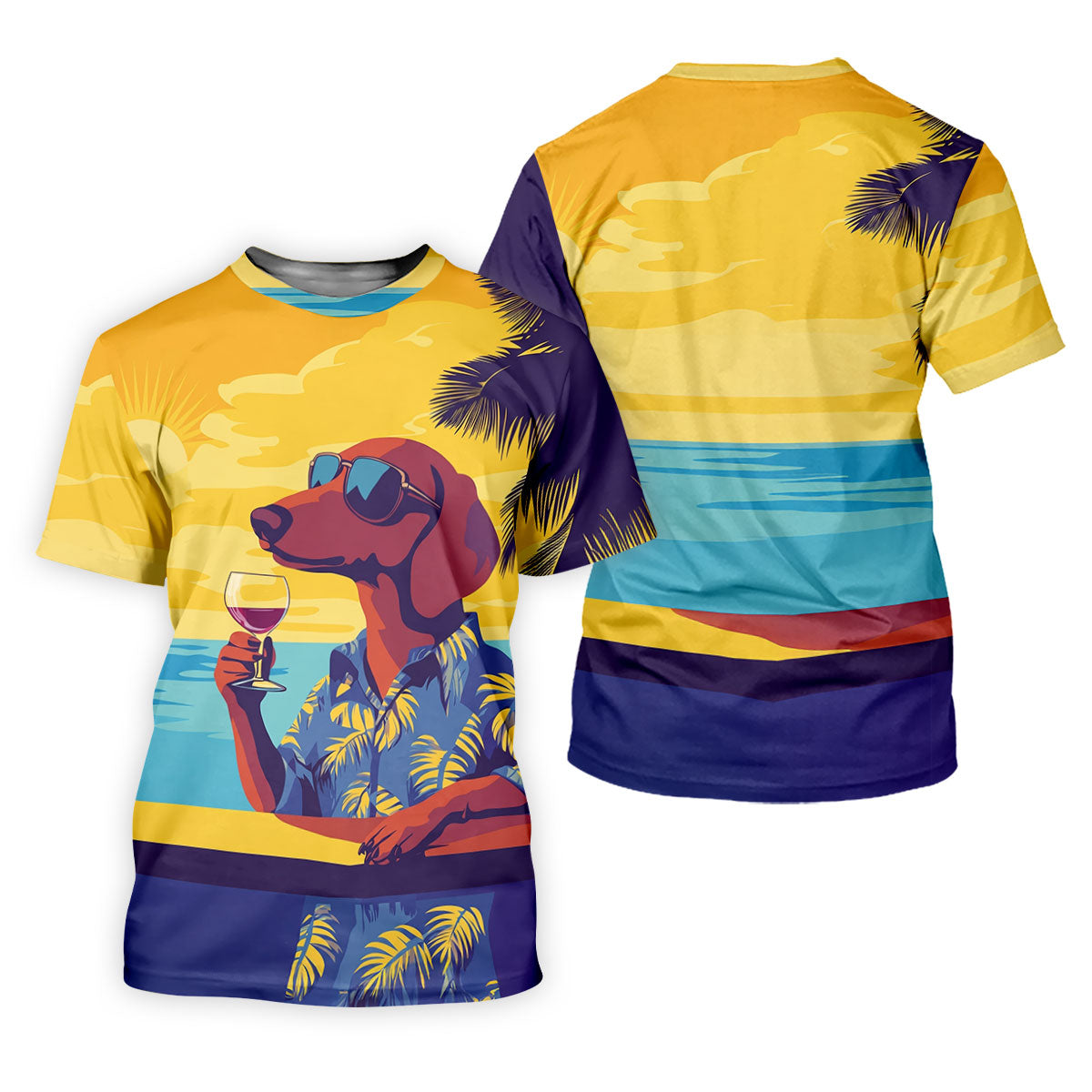 Funny Dachshund Beach Men's Polo Shirt, Hawaiian Golf Polo, Cool Golf Gifts, Unique Gift For Golfer