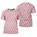 Pink T-Rex Dinosaur Golfer Pattern Golf Polo Shirt, Golf Tops For Women, Ladies Golf Top
