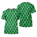 Lucky Four Leaf Clover Golf Ball Pattern Argyle Pattern St Patrick's Day Golf Shirt, Women's Golf Tops