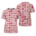 Pink Funny Boob Pattern Golf Polo Shirt, Men's Golf Shirts, Printed Golf Shirts