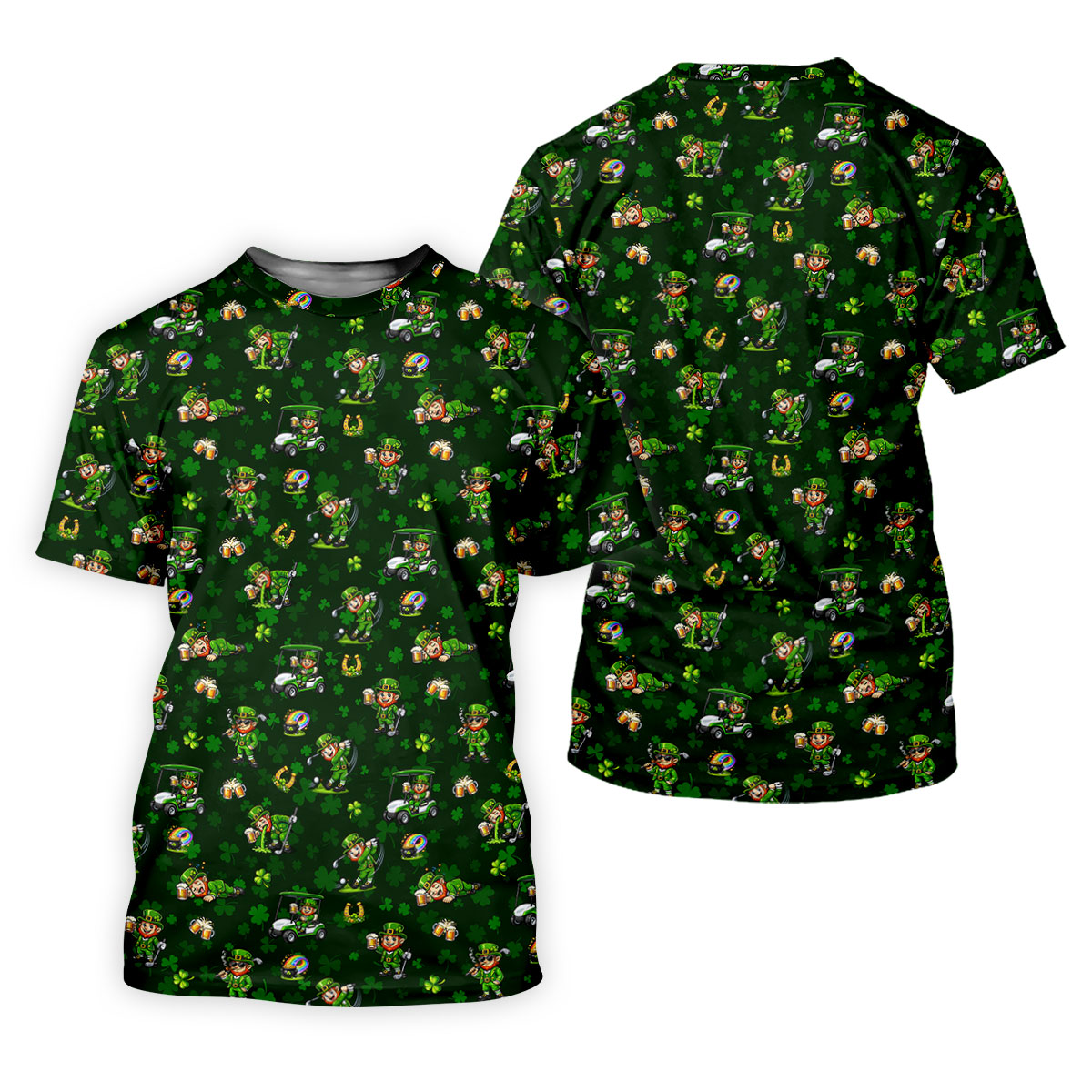 St Patrick's Day Leprechaun Golf Pose Shamrock Golf Shirt, Fun Women's Golf Shirts, Ladies Golf Polos