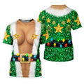Green Santa Gold Stars Christmas Golf Shirt, Mens Golf Shirts, Mens Polo Shirts