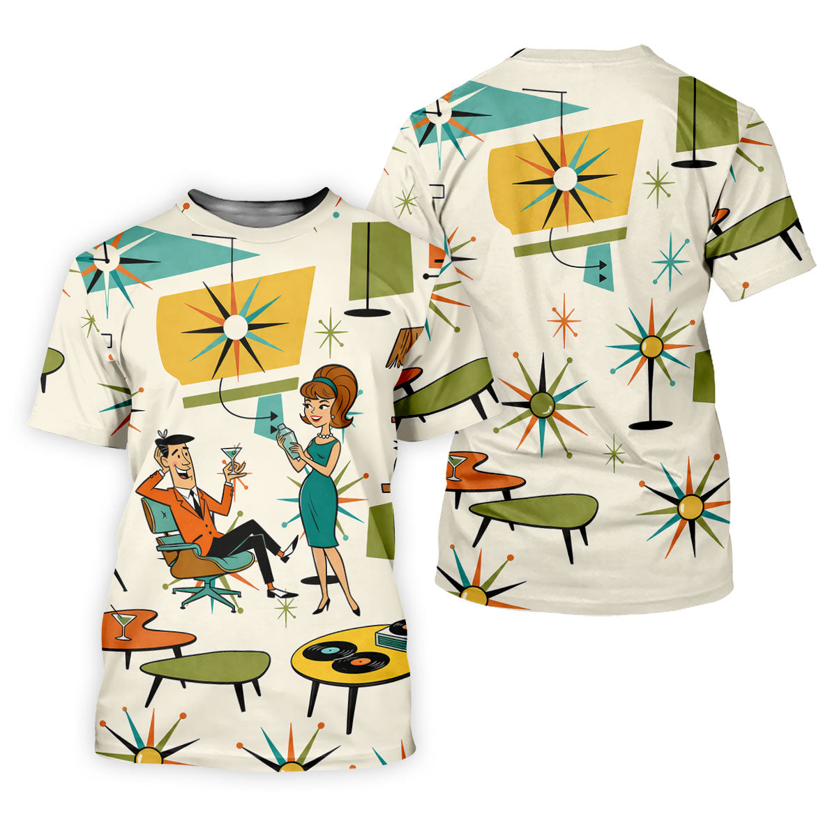 Atomic Cocktail Lounge Retro Hawaiian Golf Shirt, Men's Golf Shirt, Polo Shirts For Men