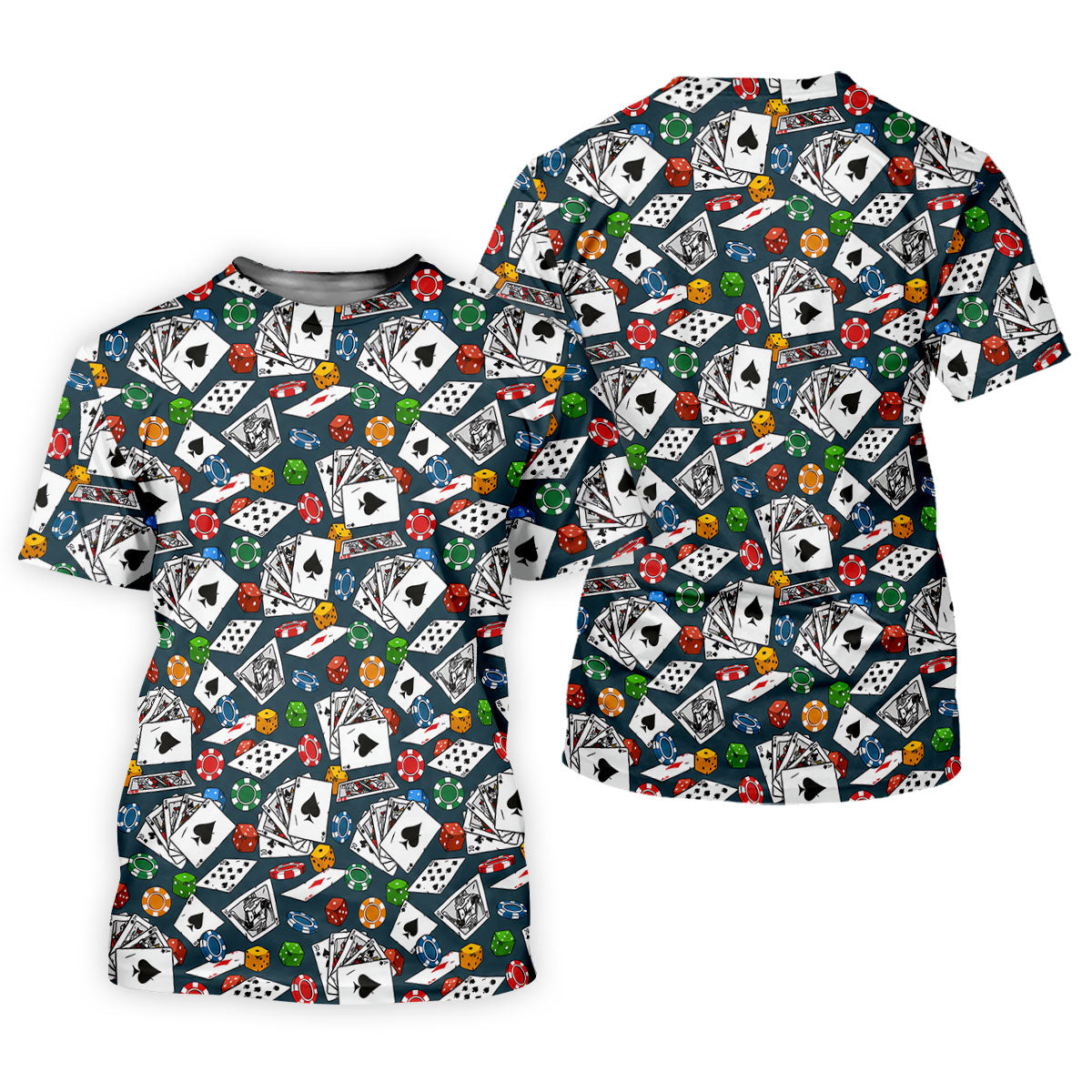Poker Blackjack Hawaiian Golf Shirt, Playing Card Pattern Men's Golf Shirt, Polo Shirts For Men