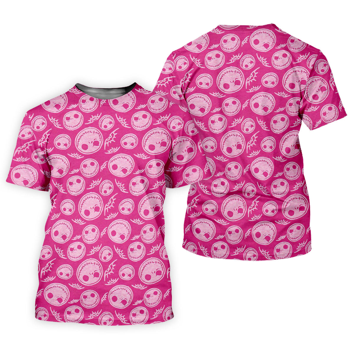 Pink Stitched Skull Halloween Golf Polo Shirt, Golf Shirts For Men, Mens Golf Apparel
