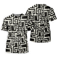 Minimalist Black Cat Maze Pattern Golf Polo Shirt, Men's Golf Shirt, Printed Golf Shirts