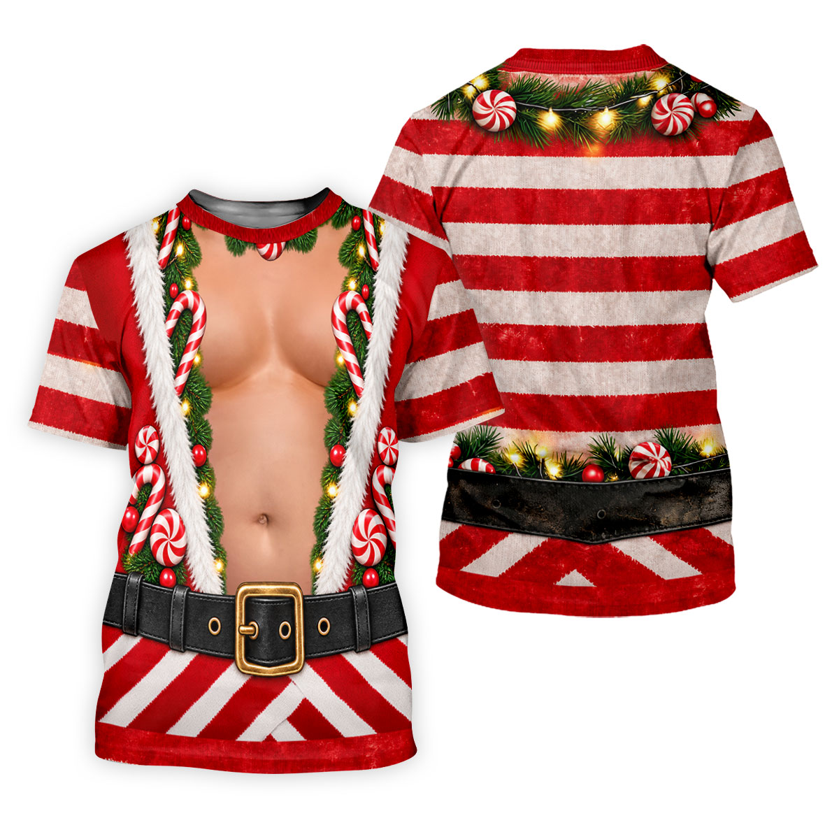 Candy Cane Santa Suit Christmas Golf Shirt, Mens Golf Shirts, Golf Apparel For Men