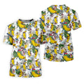 Cartoon Banana Characters On Tropical Island Hawaiian Golf Polo, Golf Tops For Men, Golfing Apparel