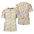 Gummy Bear Golf Shirt, Colorful Candy Pattern Men's Golf Polo, Polo Shirts For Women