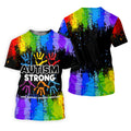 Autism Strong Rainbow Paint Splatter Golf Tops For Men, Autism Awareness Colors Golf Shirts For Men
