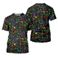 Neon Paint Splatter Pattern Hawaiian Golf Shirt, Golf Shirts For Men, Polo Shirts For Men