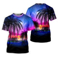 Palm Tree Beach Sunset Golf Shirt, Mens Golf Polo, Printed Golf Shirts, Golf Apparel For Men