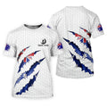 Golf Ball Pattern Australia Flag Print Scratch Effect Men's Golf Top, Golf Shirts For Men
