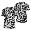 Zebra Print Golf Shirt, Black White Animal Pattern Men's Golf Polo, Polo Shirts For Men
