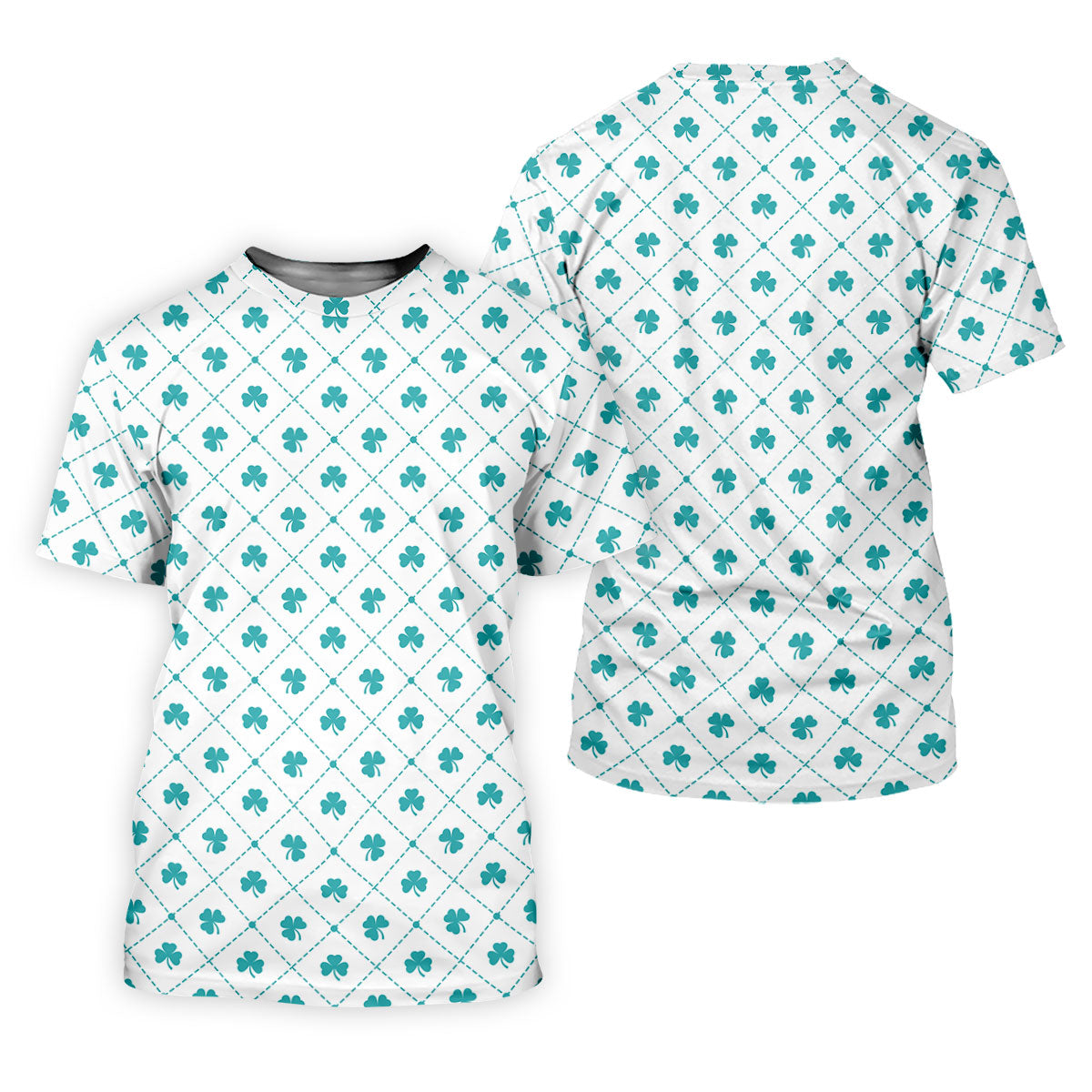 Grid Pattern Shamrock Golf Shirt, St Patrick's Day Golf Tops For Men, Golf Shirts For Men, Polo Shirts For Men