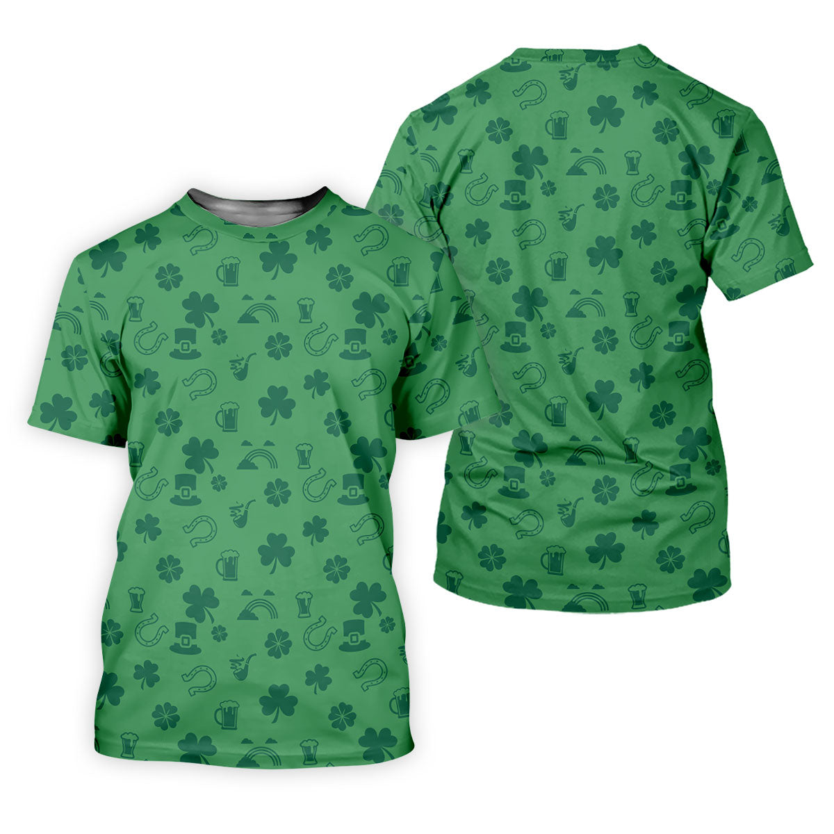 Leprechaun Hat Shamrock Beer Dark Green Seamless Pattern St. Patrick’s Day Golf Shirt, Golf Shirts For Men