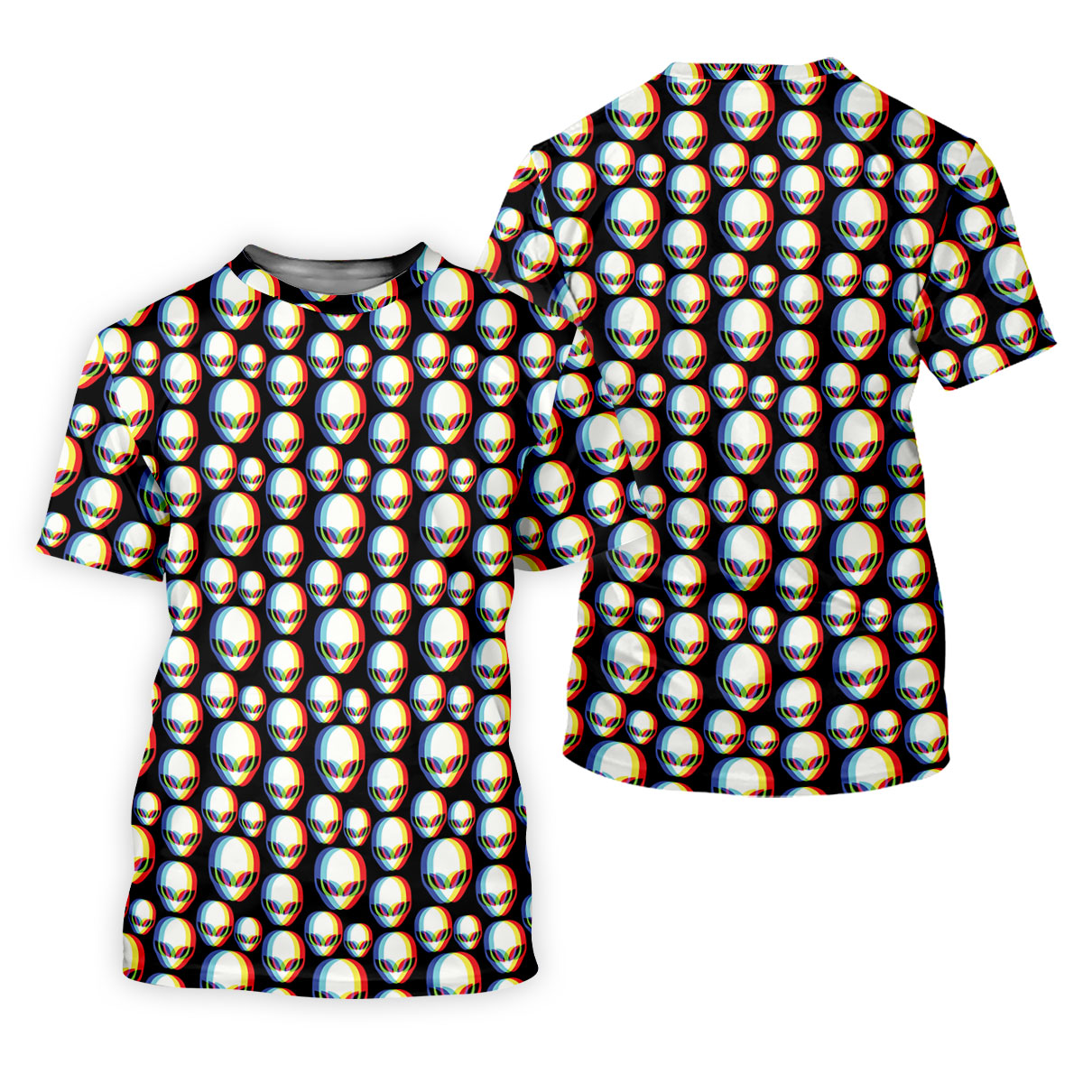 Retro Alien Head Pattern Golf Shirt, Men’s Golf Shirt, Golf Polo Shirts For Men